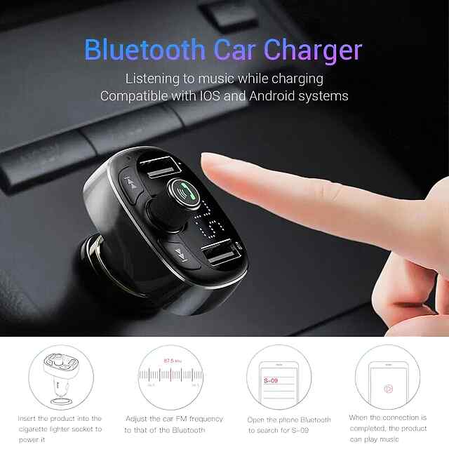 Baseus FM модулятор Bluetooth MP3 Handsfree, QC3.0, дисплей напруги акумулятора. - 2 фото товару