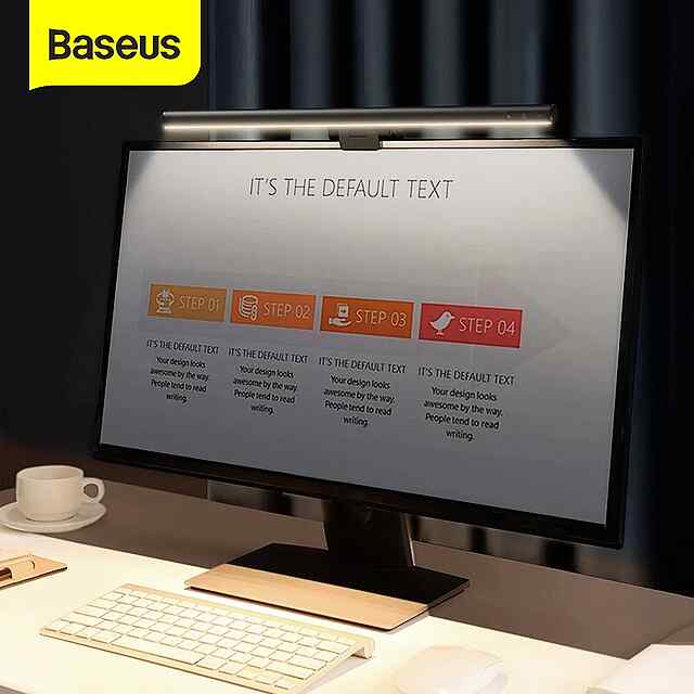 BASEUS LED Desk Lamp Screen Light Type-C, алюм ПК, 5 Вт, 3 види світла, регулювання яскравості, кріплення для монітора. - 0 фото товару