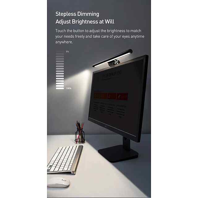 BASEUS LED Desk Lamp Screen Light Type-C, алюм ПК, 5 Вт, 3 види світла, регулювання яскравості, кріплення для монітора. - 1 фото товару