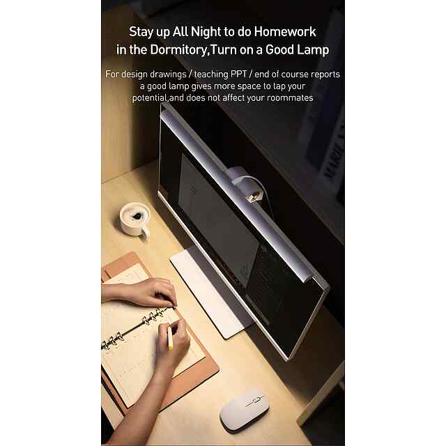 Baseus Led Desk Lamp Screen Light USB C Асиметрична Світильник для Монітора 3 режими освітлення 5W CE Серт. - 1 фото товару