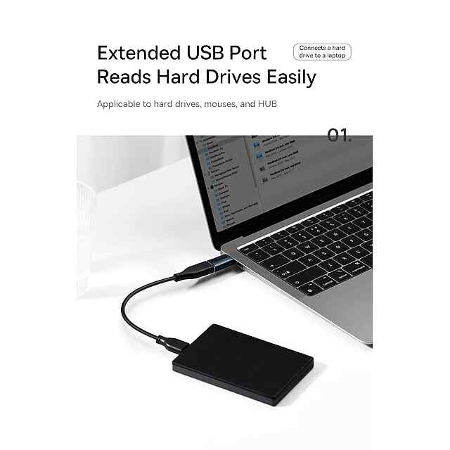 Baseus Ninetuity Mini: OTG Адаптер Type-C to USB 3.1, Чорний - Швидка Передача Даних  Зарядка - 1 фото товару