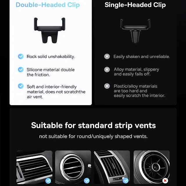 Baseus Steel Cannon Автотримач у дефлектор, обертання екрана, під всі телефони - 3 фото товару