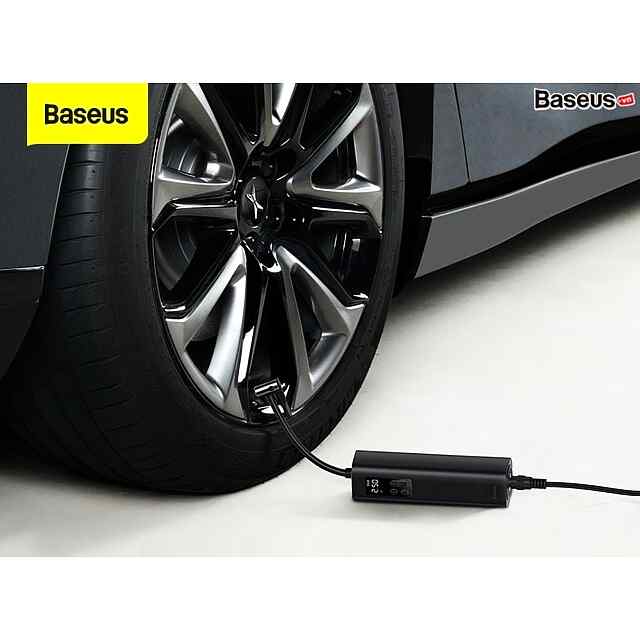 Baseus Super Mini: компактний автокомпресор з ліхтарем та 4 режимами для шин/матраців/човнів. Макс тиск - 150 PSI. Автовимкнення. 3м кабель. Комплектація.
