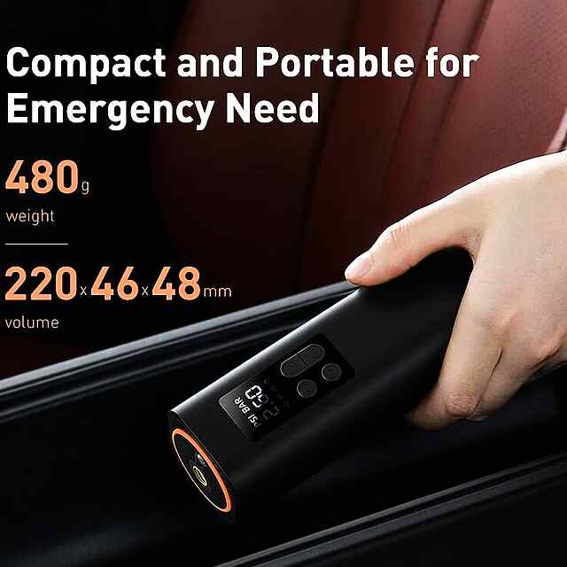 Baseus Super Mini: Автомобільний компресор для авто, мото та човнів. Компактний, потужний, з ліхтариком. 12V. - 3 фото товару
