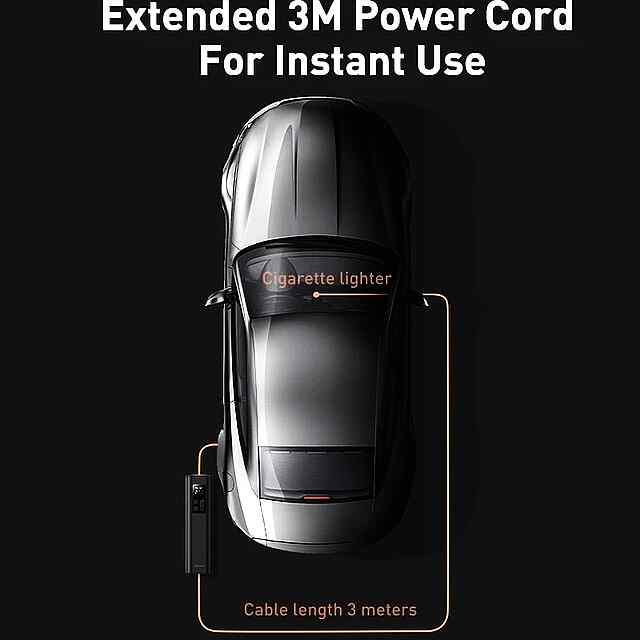 Baseus SuperMini: Автомоб. Компресор з ручним упр., пам'яттю та ліхтариком 12V - 1 фото товару