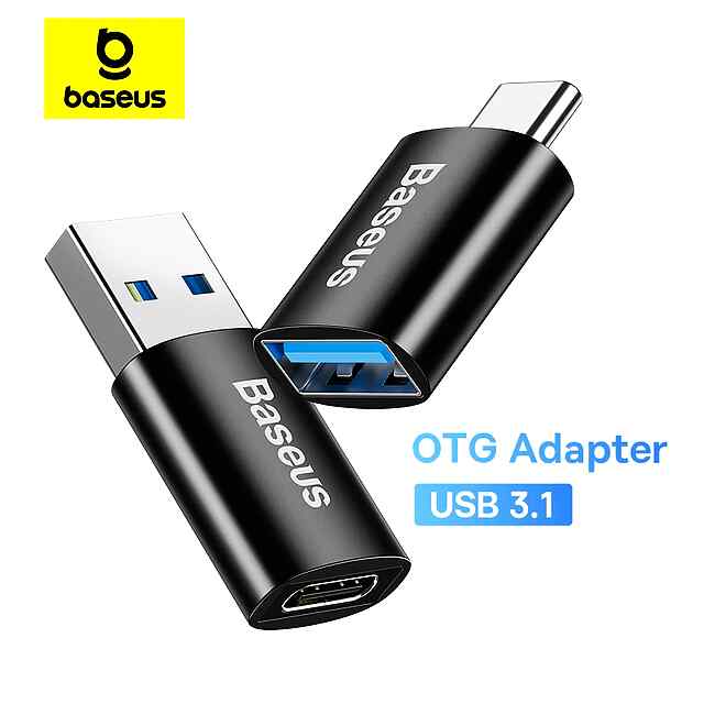 Baseus Type C - USB 3.1 OTG Адаптер для Швидкої Зарядки та Передачі Даних, Чорний