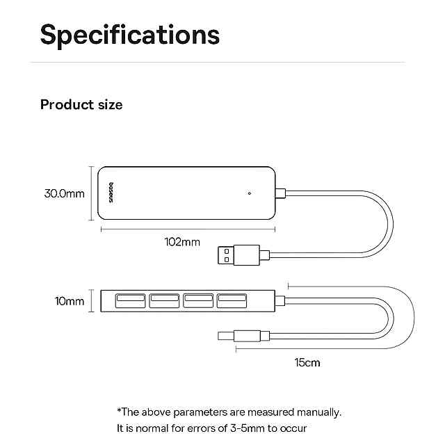 Baseus USB 3.0 хаб 4xUSB A 5Gbps, 15см Space Gray BS-OHO80 - 1 фото товару