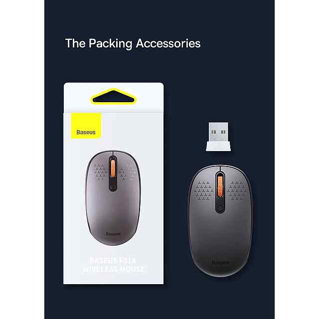 Бездротова миша Bluetooth Baseus 5.0 Безшумна Hi-Res DPI F01B Сіра - 3 фото товару