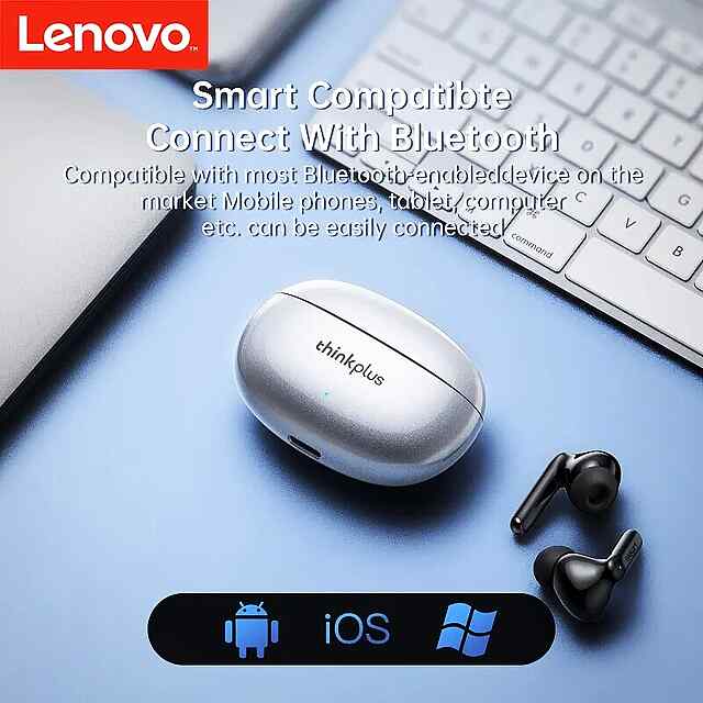 Бездротові навушники Lenovo XT88 Bluetooth 5.3, кейс 250 mAh, шумозаглушення, білий. - 3 фото товару