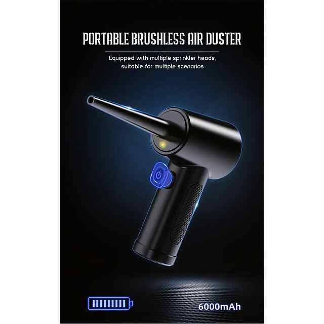 Бездротовий Air Duster для ПК: Компресор від пилу з підсвічуванням (51000 об/хв) - 2 фото товару