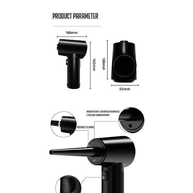 Бездротовий акумуляторний Air Duster (51000 об/хв) для продування від пилу комп'ютера та авто - 2 фото товару