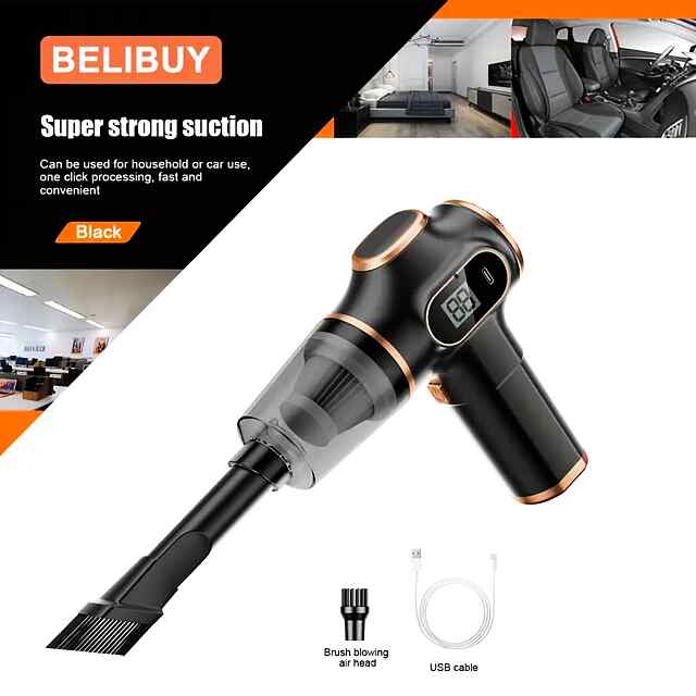 Бездротовий компресор-пилосос 2x1500мАг, CE сертифікація, насадки у комплекті.