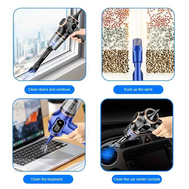 Бездротовий компресор-пилосос 2в1 з акум 3000 мАг, CE серт., Type-C зарядка. Комплект насадок. - 3 фото товару