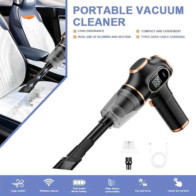 Бездротовий компресор-пилосос 3000 мАг, CE, Type-C, 2 години заряджання. В комплекті насадки та запасний фільтр.

Короткий бездротовий пилосмок компрессор с фильтром и щеткой - 3 фото товару