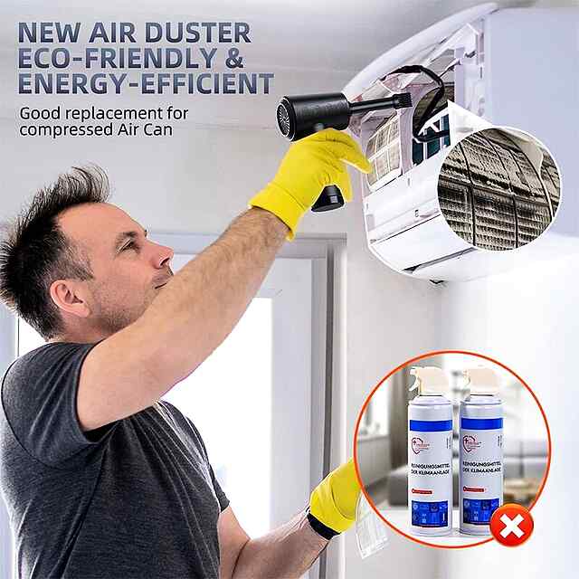 Бездротовий міні компресор для чищення пилу - USB зарядка, LED підсвічування. 3 режими. - 2 фото товару