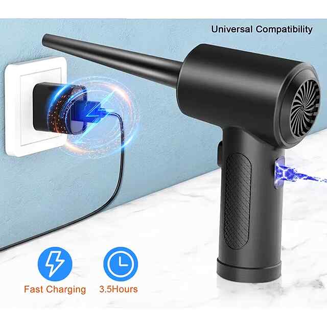 Бездротовий міні-компресор для чищення від пилу комп'ютерів, авто та побуту. USB LED - 1 фото товару