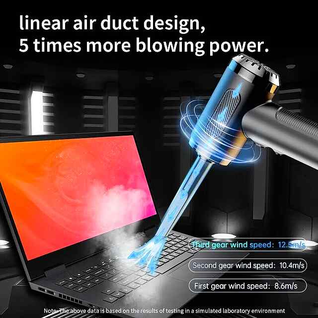 Бездротовий міні-компресор для чищення від пилу комп'ютерів, авто та побуту. USB LED - 3 фото товару