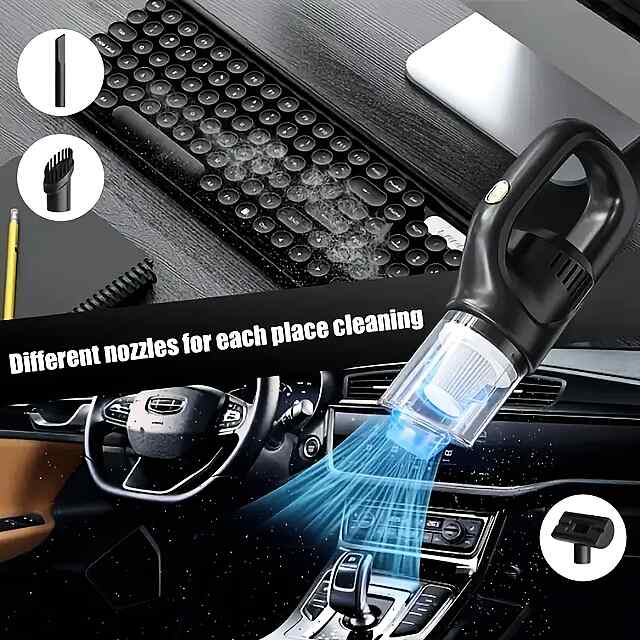 Бездротовий портативний міні-пилосос 25W, Li-ion акумулятор 1800 мАг, для дому та авто. - 2 фото товару