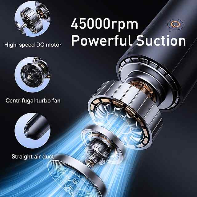 Бездротовий пилосос автомобільний Baseus A1, чорний, 4000Pa, щітка 2в1. - 2 фото товару