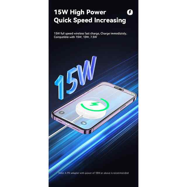 Безпровідний магнітний ЗП 15W для iPhone 12-15 Pro Max (mini) - Швидка зарядка PD Україна - 1 фото товару