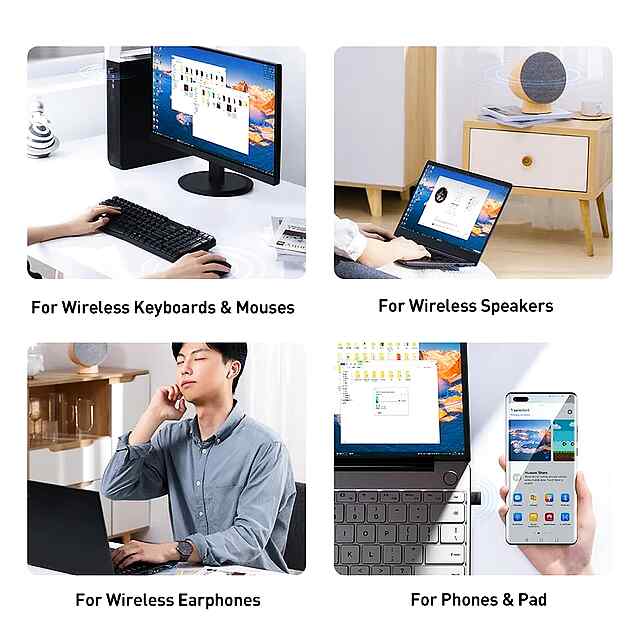 Bluetooth Adapter Baseus BA04 V5.1 USB Wireless для миші/клавіатури/навушників до 7 пристроїв. - 2 фото товару