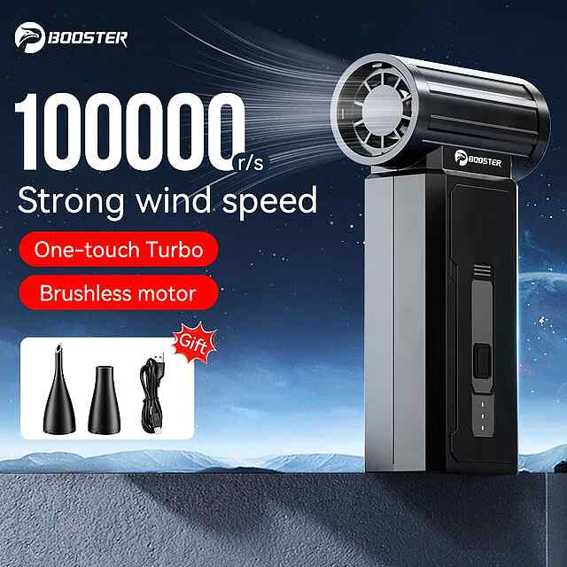 Booster W01 Mini Turbo Jet Fan - Потужний портативний вентилятор 36 м/с   АКБ 2x1500 мАг - 0 фото товару