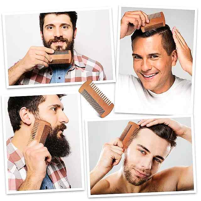 Дерев'яна гребінь для бороди, шкіряний чохол, догляд за бородою та вусами. ???? ✨ - 3 фото товару