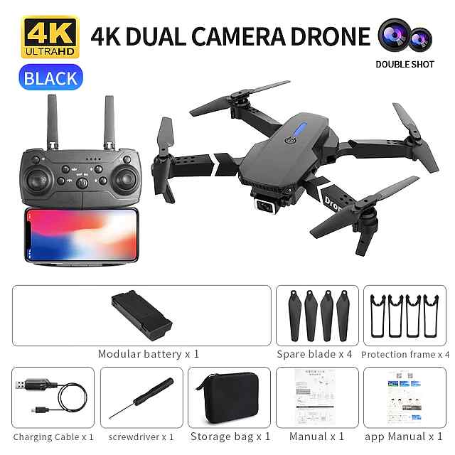 Дрон E88 4K HD з пультом Wi-Fi FPV   утримання висоти - 0 фото товару