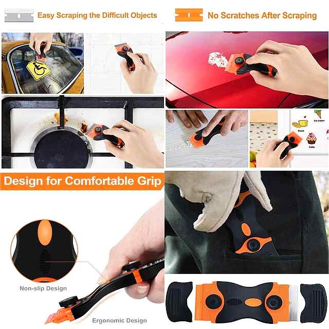 Двосторонній ніж-скребок з запасними лезами для очищення скла та поверхонь. - 1 фото товару