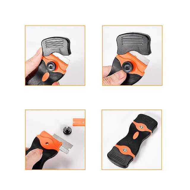 Двосторонній ніж-скребок з запасними лезами для очищення скла та поверхонь. - 3 фото товару