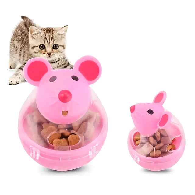 Диспенсер для котів: годівниця-іграшка з отвором для їжі, рожевий (7*5 см) - 3 фото товару