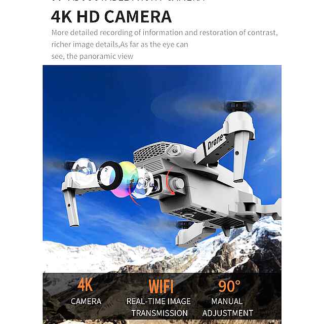 E88 Дрон з камерою 4K Wi-Fi FPV Складаний, утримання висоти. - 1 фото товару