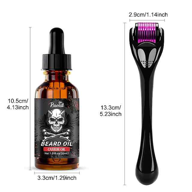 Ефірна олія касторова борода 30мл   мезоролер для росту бороди - 3 фото товару