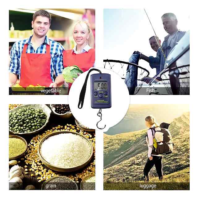 Електронні ваги до 40 кг, портативні з гачком для риболовлі, туризму, багажу - 2 фото товару