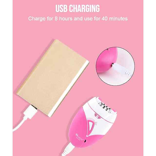 Епілятор Surker рожевий бездротовий акумуляторний для жінок з підсвіткою, дві швидкості - 0 фото товару