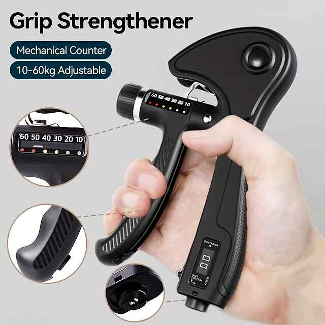 Регульований еспандер 10-60 кг з лічильником ???? Кисті/Руки/Передпліччя. Нарощування м'язів, реабілітація. Зручний і компактний для дому та спортзалу!