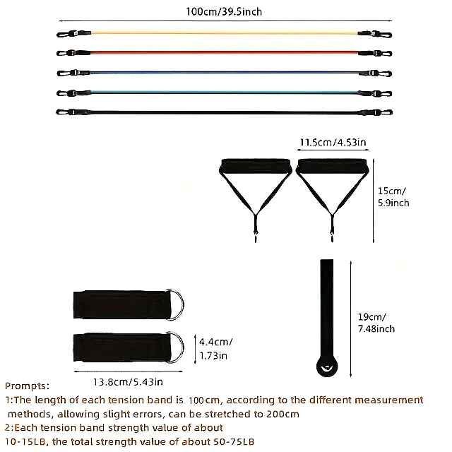 Еспандери 11в1 для спорту та реабілітації | Гумові стрічки сумка  дверний анкер - 3 фото товару