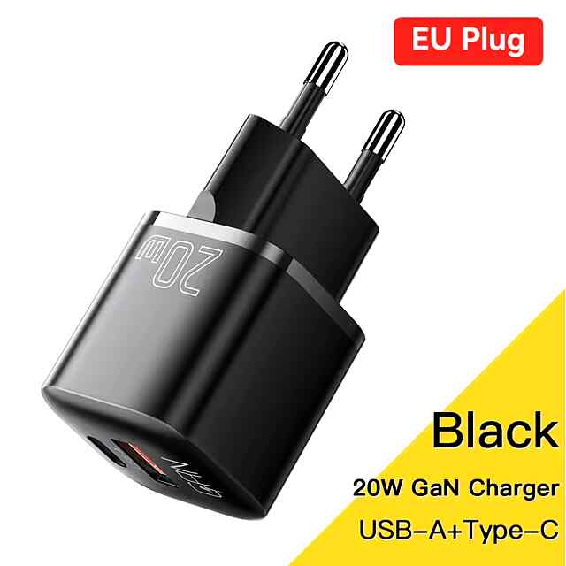 Essager 20 Вт GaN USB Type-C ЗП: компактний та потужний для швидкої зарядки смартфонів. Підтримка QC/PD, сумісний з iPhone та iPad. Гарантія CE.