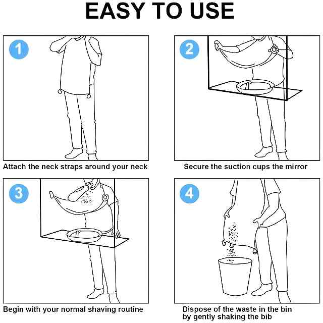 Фартух для гоління бороди, універсальний 120х80см з кріпленням на присосках, поліестер. - 1 фото товару