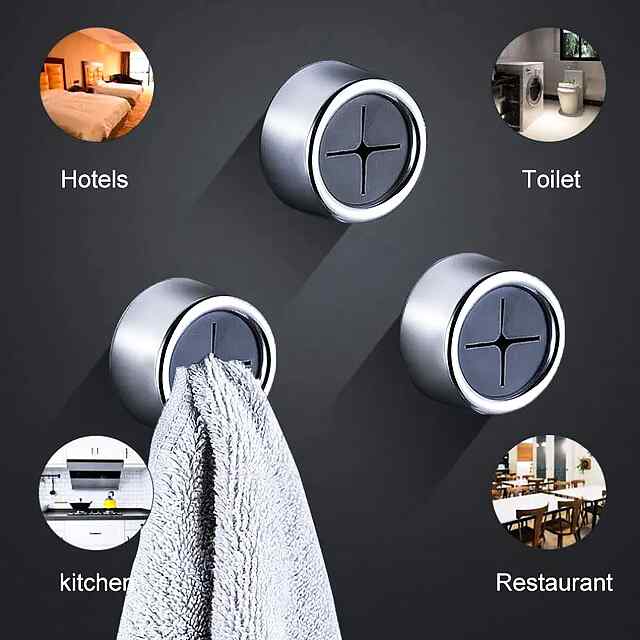 Гачки самоклеючі для рушників, 3 шт., білі 4,2×2,2 см, без свердління - 0 фото товару