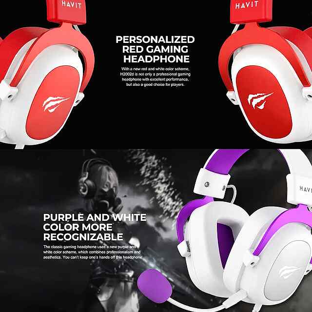 HAVIT Ігрова Гарн. Червоно-біла, Мікрофон, 3D звук, Звук 20Гц-20КГц - 3 фото товару