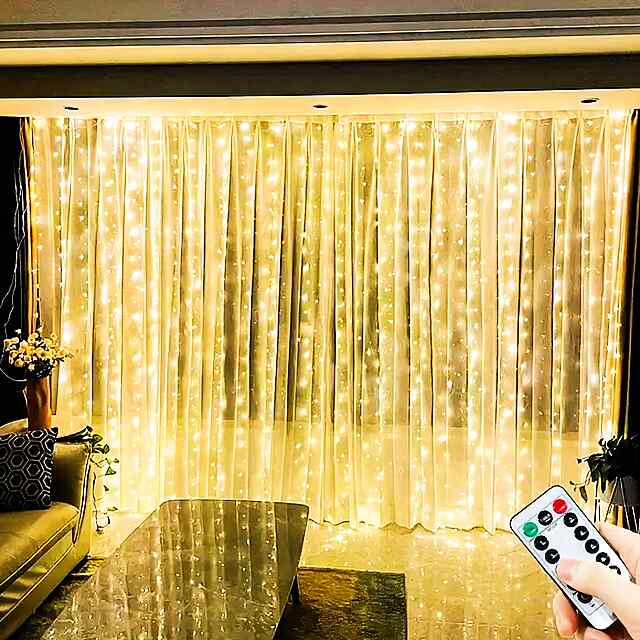 Гірлянда штора LED 3х3 м, USB тепл. білий   пульт, 8 режимів світіння - 0 фото товару