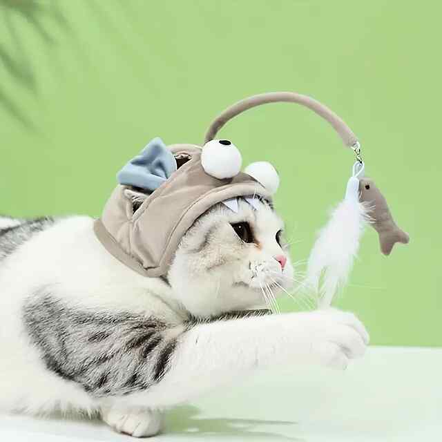 Головний убір для котів з іграшкою-дразнилкой Рибка – розвага та активність ????????
