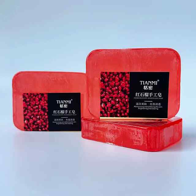Гранатове мило ручної роботи для рук/обличчя/тіла - ніжне очищення, зволоження. Китай. - 1 фото товару