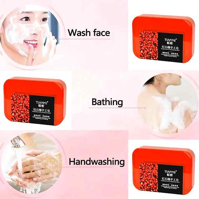 Гранатове мило ручної роботи для рук/обличчя/тіла - ніжне очищення, зволоження. Китай. - 2 фото товару