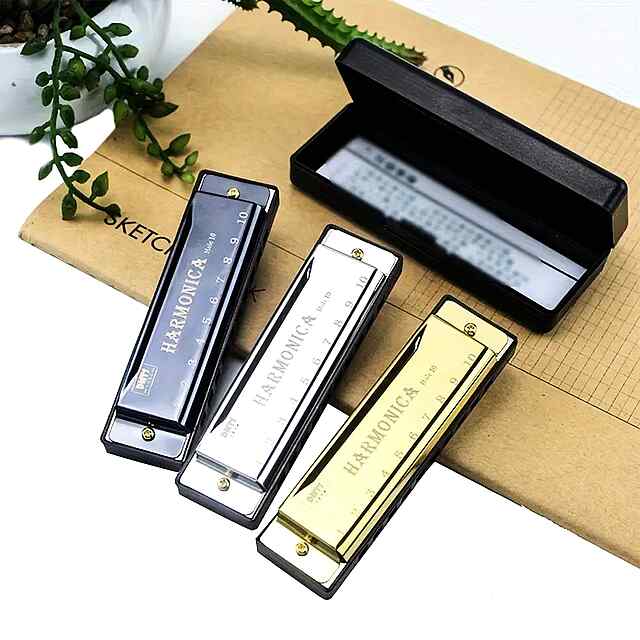 Губна гармошка Hohner C - 10 отворів, золота, в кейсі. Початковий рівень. - 3 фото товару