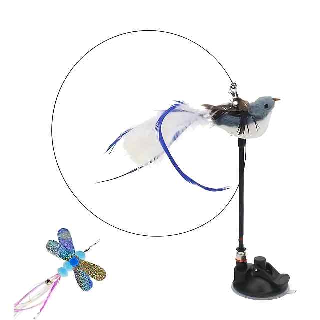 Іграшка для кішок - удосконалене перо на присосці зі сталі   ПВХ рукоятка - 3 фото товару