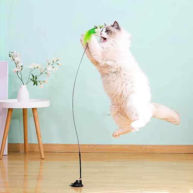 Іграшка для котів: міцний дріт, пір'я, безпечна, розвиває інстинкти, присоска ???????? - 3 фото товару