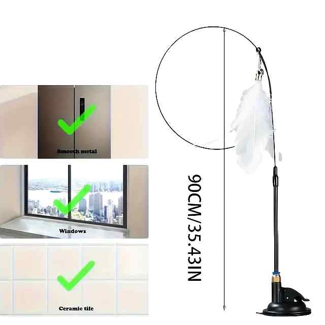 Іграшка для котів Мисливець: пір'я, сталь, ПВХ, міцна присоска, розвиває інстинкти. - 1 фото товару