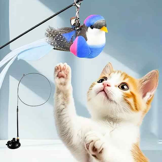 Іграшка для котів «Мисливець»: пір'я, сталь, ПВХ, присоска, тренує інстинкти. Купити в Україні. - 0 фото товару